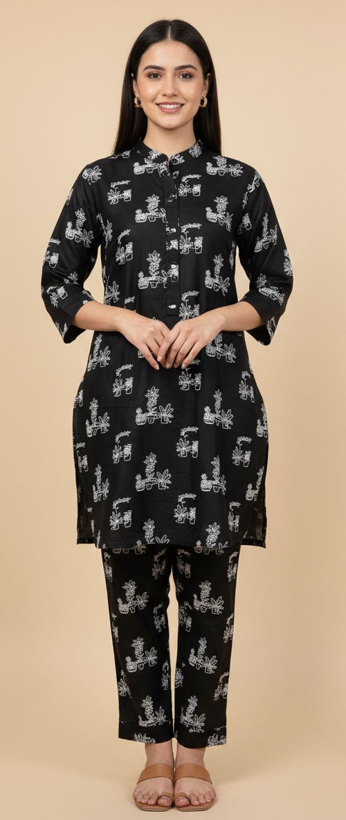 Black & White Printed Two-Piece Set