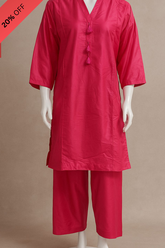 Crimson Charm – Tassel Kurta Set
