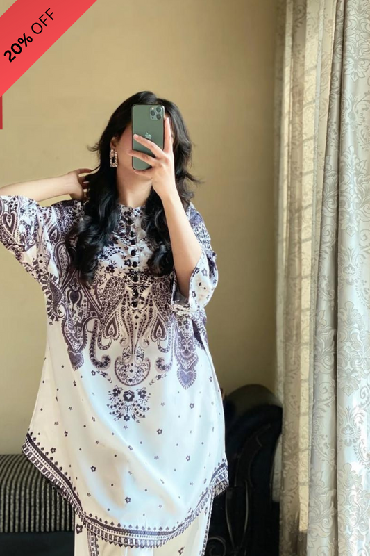2 pcs women's stiched printed shirt and trouser