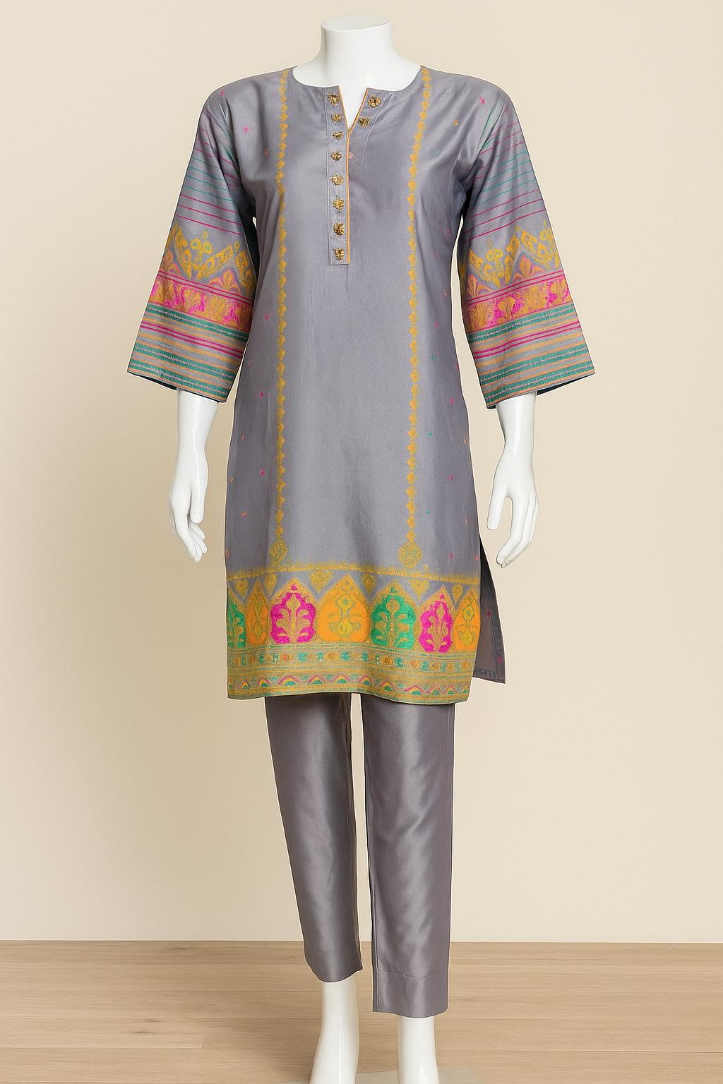 Grey Elegance – Printed 2 Piece