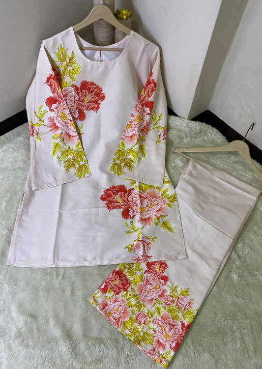 2 Pcs Women's Stitched Printed Co-Ord Set