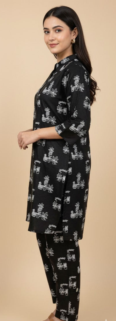 Black & White Printed Two-Piece Set