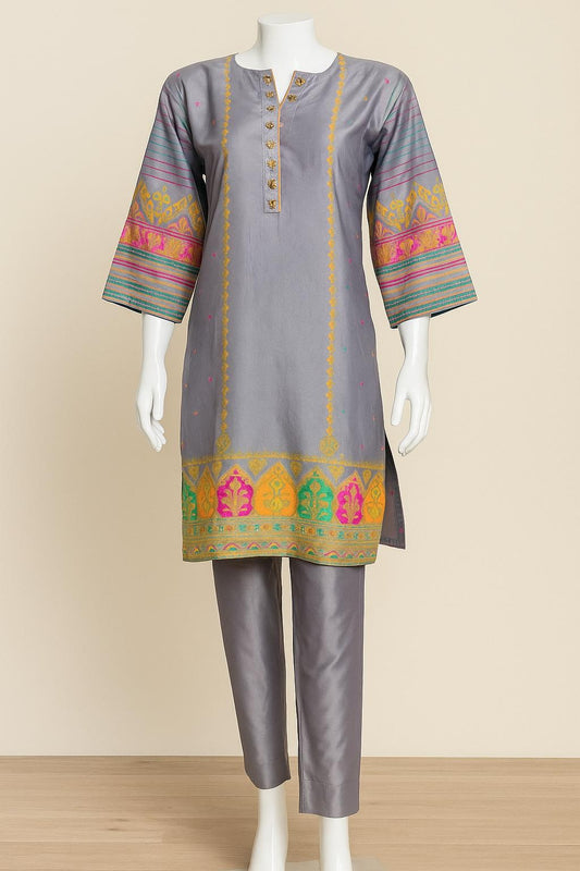 Grey Elegance – Printed 2 Piece