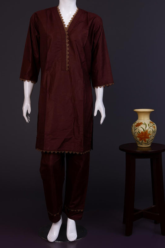 Cotton Kurta Pajama Set with Lace Detailing