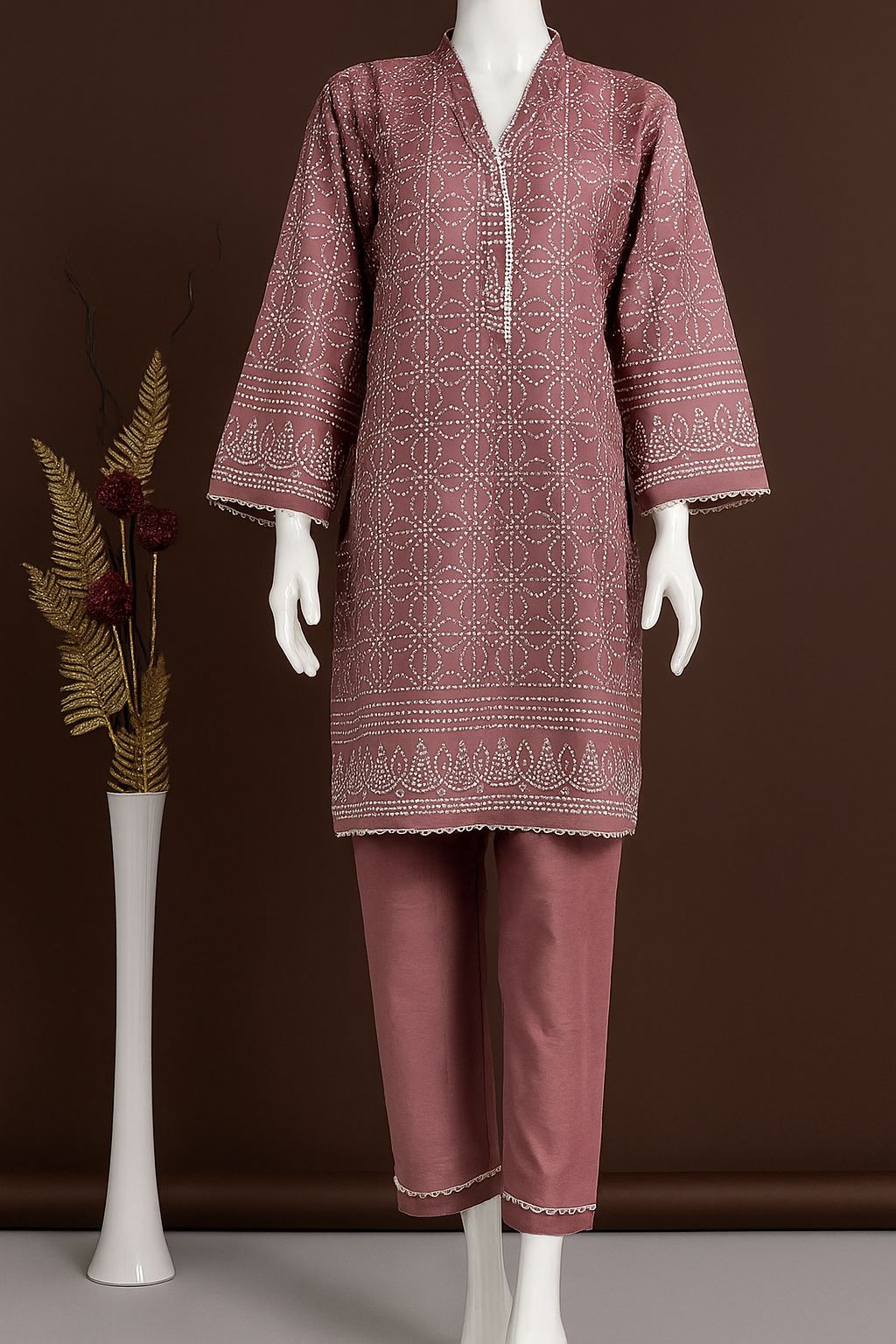 Rosewood Elegance – Printed  Kurta Set