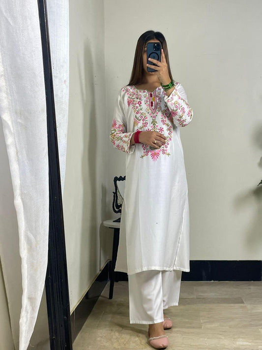 stylish women's stiched embroided shirt and trouser set -2 pcs