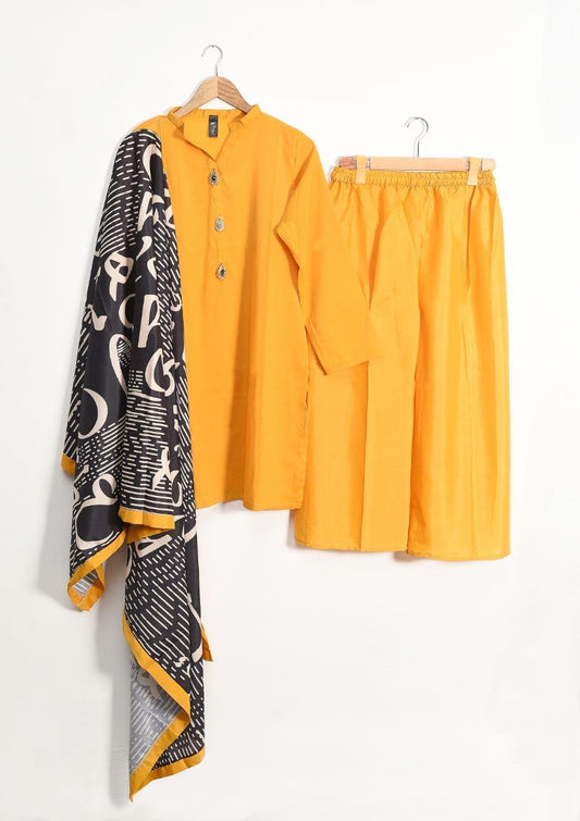 3 pcs women's stiched grip silk plain suit